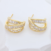 14K Gold Plated Sterling Silver Criss Cross Hoop Earrings, Baguette Cut Cubic Zirconia Twisted Cuff Earrings for Women