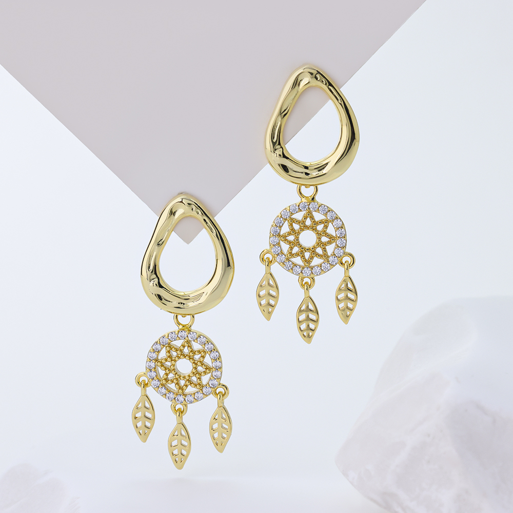 S925 Gold Irregular Spiral Drop Earrings Minimalist Luxury