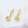 Hammered Gold Square Baroque Pearl Earrings