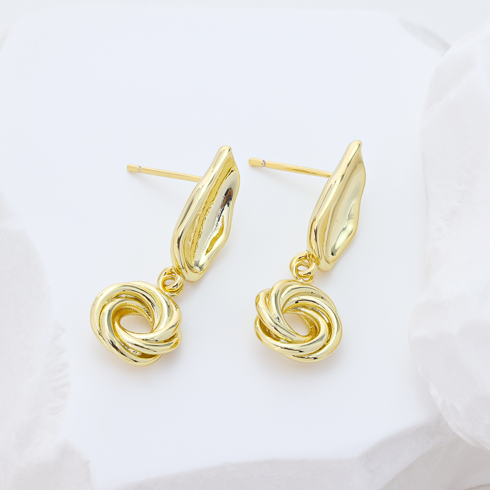 Hammered Gold Square Baroque Pearl Earrings