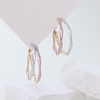 Tri-Color Twisted Hoop Earrings for Women | 925 Sterling Silver | Hypoallergenic | Gold, Silver, Pink Tone | Minimalist Fashion Jewelry for Daily Wear