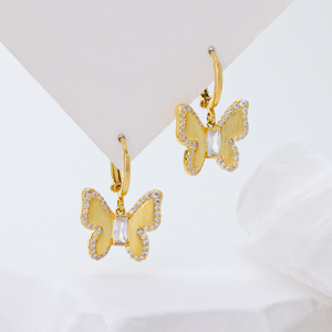 S925 Sterling Silver Dual Stone Drop Earrings Romantic Sparkling Zircon Date Jewelry