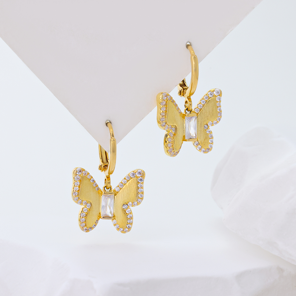 S925 Sterling Silver Dual Stone Drop Earrings Romantic Sparkling Zircon Date Jewelry