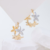 Sterling Silver Flower Hoop Earrings for Women, Two-Tone Gold Plated Floral Huggie Earrings, Minimalist Delicate Flower Jewelry Gift for Her