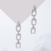 Minimalist Chain Link Earrings with Zircon / Geometric Drop Earrings