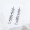 Sterling Silver Geometric Link Chain Drop Earrings with Cubic Zirconia
