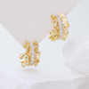 Women S925 Silver Statement Earrings 3A CZ Pave Spiral Curved Chunky Stud Earrings