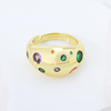 Vintage Flower Cluster Multicolor Marquise CZ Open Ring S925 Silver