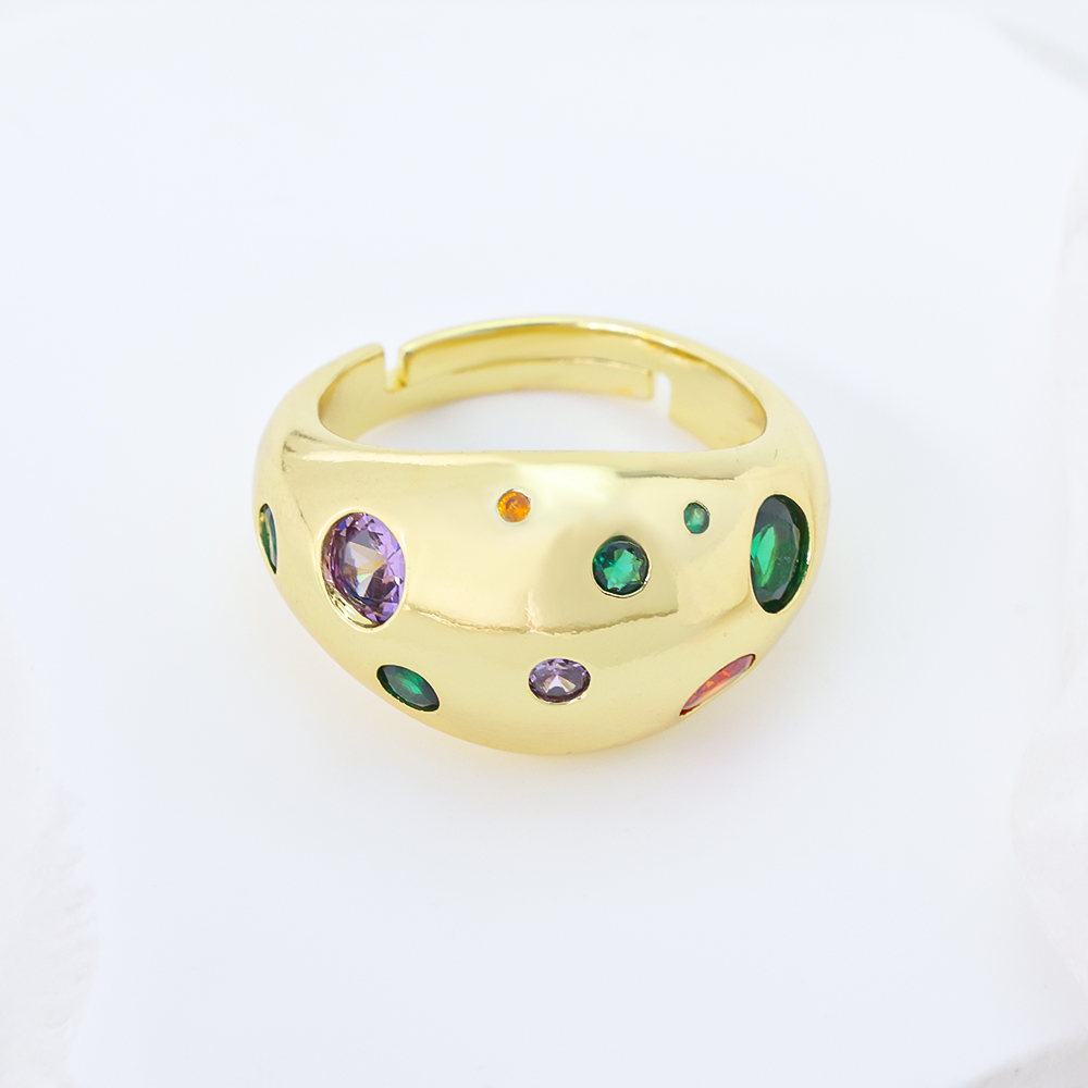 Vintage Flower Cluster Multicolor Marquise CZ Open Ring S925 Silver