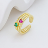 S925 Silver Memphis Striped Multicolor Open Ring