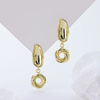Hammered Gold Square Baroque Pearl Earrings