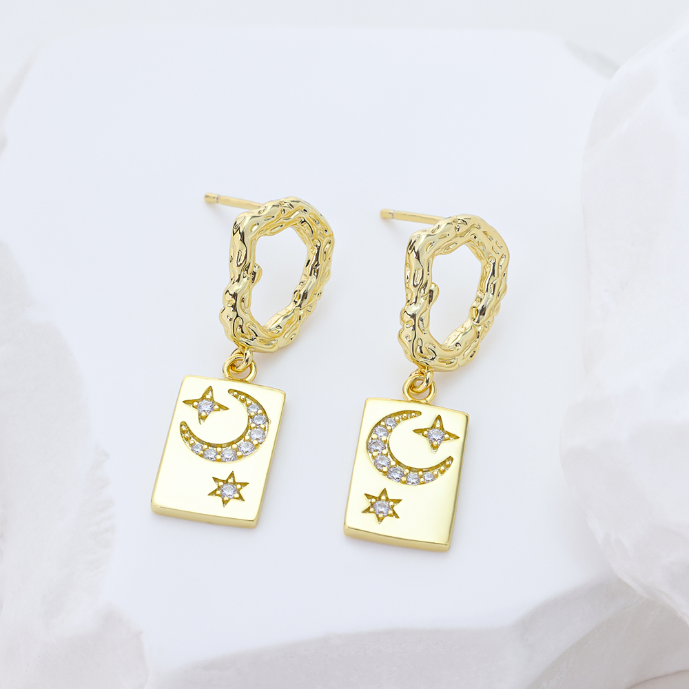S925 Sterling Silver Nature Inspired Drop Earrings Ethereal Zircon Earrings