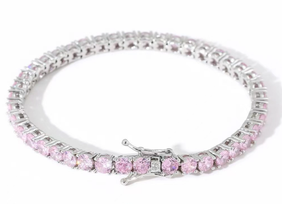 925 Silver CZ Tennis Bracelet Men Women Gift