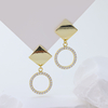 925 Sterling Silver Gold Plated Zircon Pendant Earrings Minimalist Hollow Circle Stud Earrings