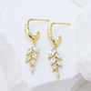 Textured Gold Vermeil Marquise Zirconia Cluster Drop Earrings with Cascading Teardrop Design