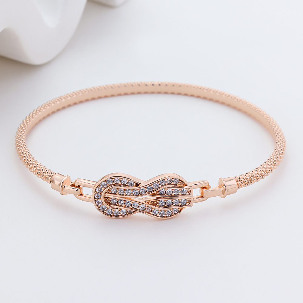 S925 Sterling Silver Rose Gold Plated Full Zircon Knotted Chain Bracelet