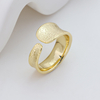 S925 Silver Retro Coiled Dual Color Gem Open Ring