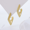 S925 Sterling Silver Matte Abstract Square Huggie Earrings 14K Gold Plated Hollow Geometric Jewelry for Women