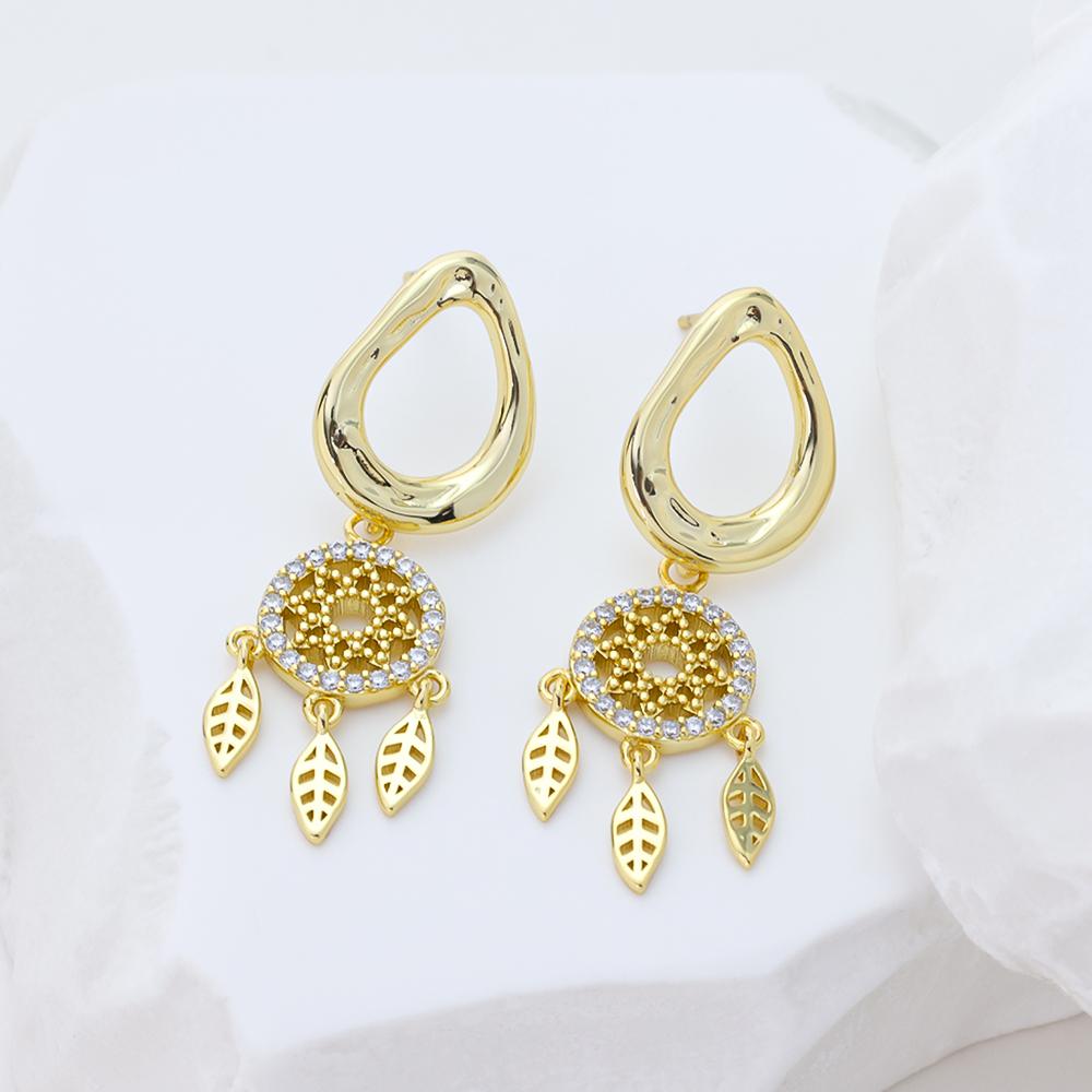 S925 Gold Irregular Spiral Drop Earrings Minimalist Luxury