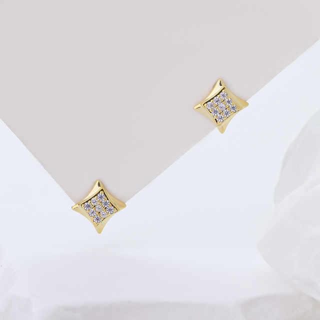 Geometric Baguette Zircon Earrings S925 Sterling Silver Elegant Vintage Statement Studs