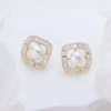 S925 Sterling Silver Daisy Pearl Earrings French Sparkling Gold Drop Jewelry