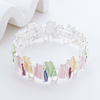 Colorful Enamel Geometric Link Bracelet, Silver Tone Stainless Steel Bangle, Fashion Statement Jewelry for Women