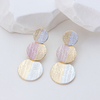 925 Sterling Silver Tri-Color Brushed Drop Earrings, Three Layer Round Disc Dangle Earrings for Women, Minimalist Geometric Jewelry Gift for Her