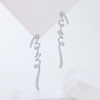 Geometric Zigzag Zirconia Silver Drop Earrings - 925 Sterling Silver Dangle Earrings for Women, Minimalist Long Statement Jewelry Gift