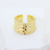 S925 Silver Gold Plated Art Deco Rainbow Stripe Ring