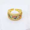 Vintage Wabi Sabi Hammered Sterling Silver Multicolor CZ Open Ring