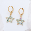 925 Sterling Silver Hoop Earrings, Light Green Enamel Star Drop Earrings with Colorful Cubic Zirconia, Dainty Huggie Earrings for Women Girls, Hypoallergenic Jewelry Gift