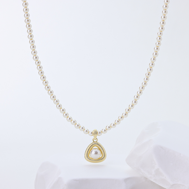 French Vintage Heart Pearl Necklace | 925 Sterling Silver Gold-Plated Pendant Choker