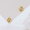 925 Sterling Silver Oval Stud Earrings for Women, 3A Cubic Zirconia Minimalist Earrings, Dainty Textured Gold Plated Earrings Hypoallergenic for Sensitive Ears