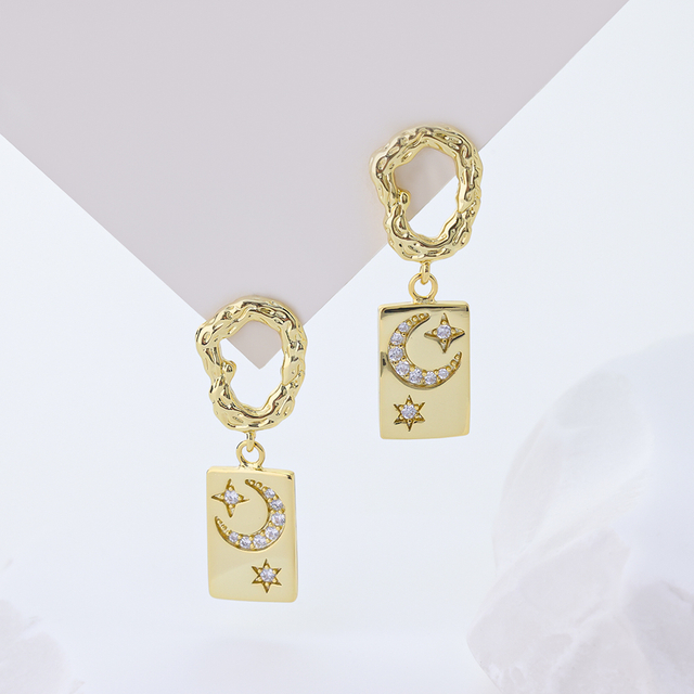 S925 Sterling Silver Nature Inspired Drop Earrings Ethereal Zircon Earrings