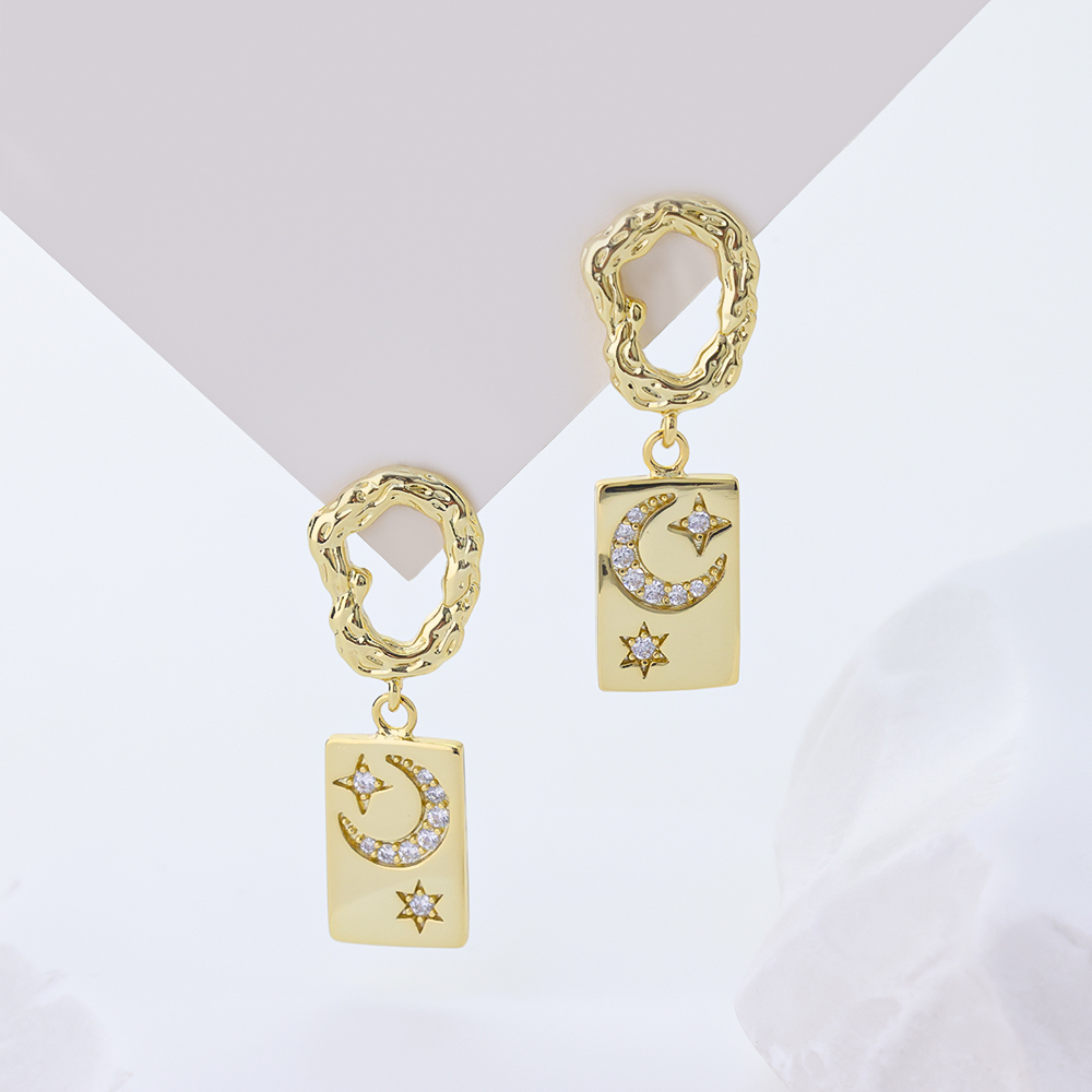 S925 Sterling Silver Nature Inspired Drop Earrings Ethereal Zircon Earrings