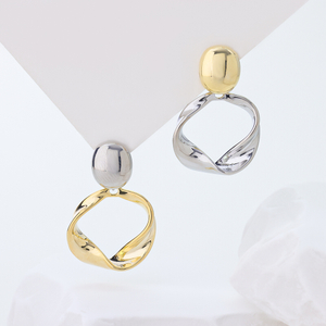 Two-tone Plated 925 Sterling Silver Huggie Hoop Earrings with Bead, Hypoallergenic Minimalist Small Twisted Hoop Earrings for Women