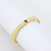 Vintage Brushed Gold Bangle with Rectangular Red Gemstone & Pavé CZ Accents