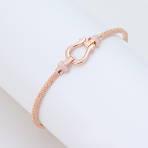 Rose Gold Mesh Chain Bracelet with Barrel Clasp