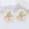 S925 Sterling Silver Two-Tone Flower Jewelry Earrings with Frosted Petals