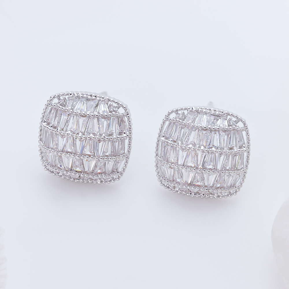 S925 Silver Tassel Studded Hoop Earrings European American Style Personality Earrings