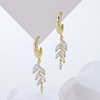 Textured Gold Vermeil Marquise Zirconia Cluster Drop Earrings with Cascading Teardrop Design