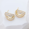 Goodliness Silver Square Hoop Earrings with Baguette Zircon Guangzhou