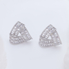 S925 Sterling Silver Twisted Triangle Baguette Zircon Stud Earrings