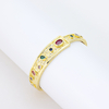 Vintage Gold Plated Bangle Bracelet with Colorful Zircon Inlays