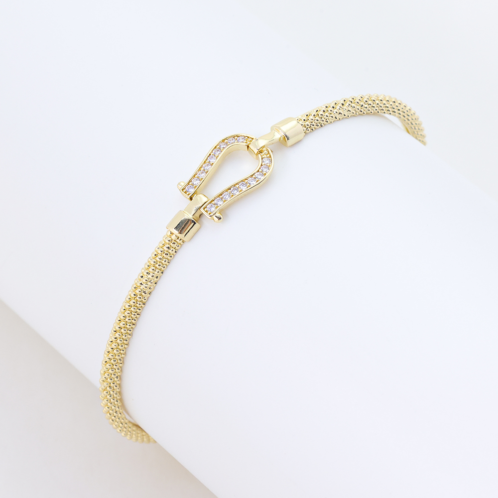Gold-Tone Crystal-Embellished Lobster Clasp Mesh Chain Bracelet