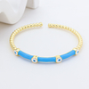 S925 Silver Gold Plated Pink Resin Sweet Cool CZ Bangle