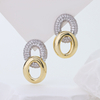 S925 Sterling Silver Two Tone 5A Zircon Interlocking Oval Drop Earrings