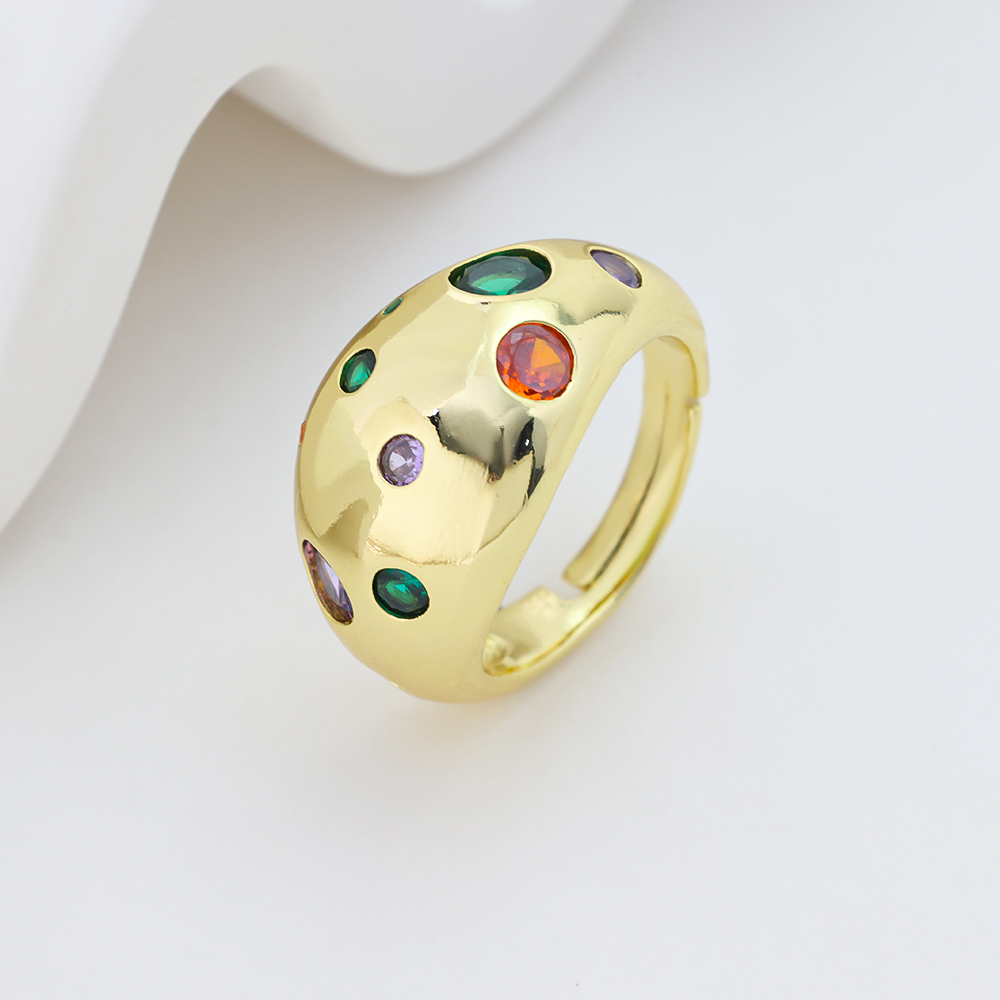 Vintage Flower Cluster Multicolor Marquise CZ Open Ring S925 Silver