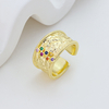 S925 Silver Gold Plated Art Deco Rainbow Stripe Ring