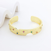 S925 Silver Gold Plated CZ Accent Fixed Bangle Minimalist Everyday Jewelry